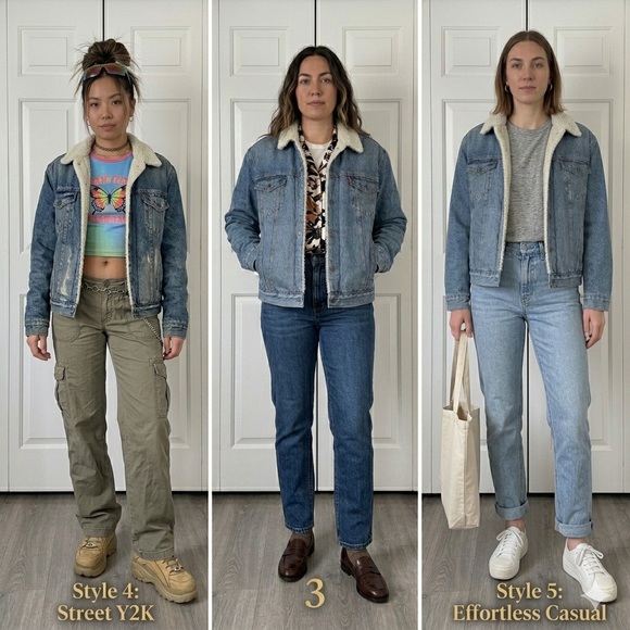 Levi’s Sherpa Lined Denim Jacket Size L Vintage Trucker - Picture 8 of 8